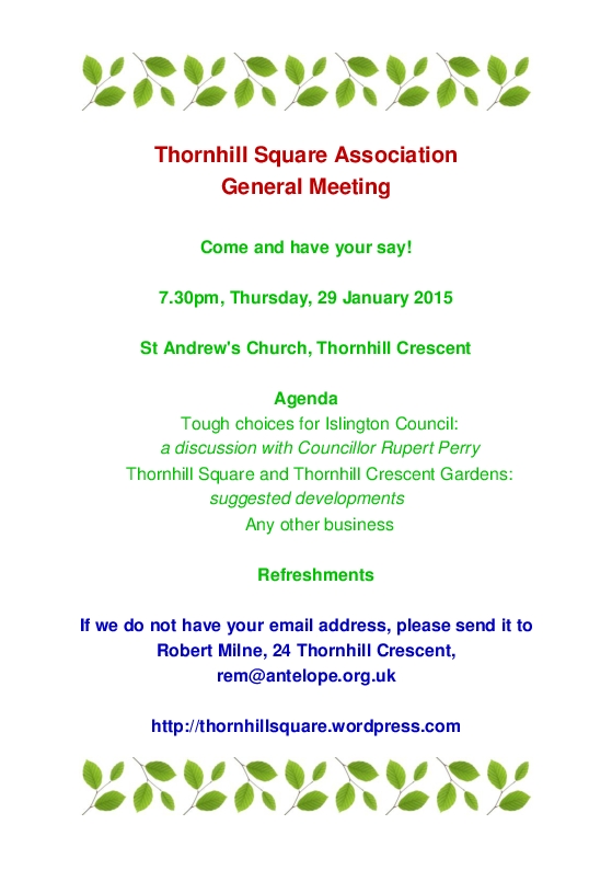 Thornhill Square General Meeting January 2015