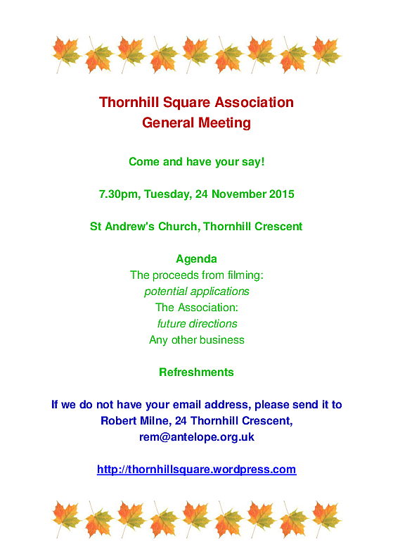 Thornhill Square General Meeting November 2015